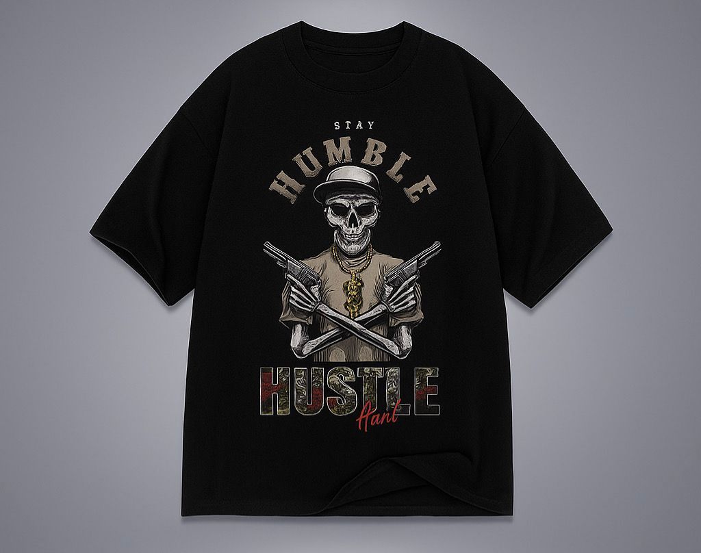 Black Tee (Skeleton Hustle design)